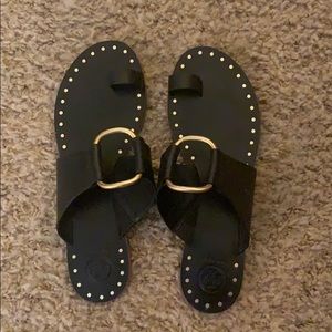 Tory Burch black gold sandals
